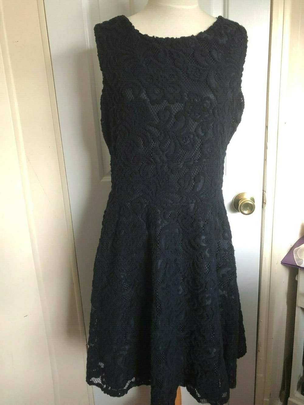 Tiana B Navy Blue Lace Fit and Flair Dress Size 10